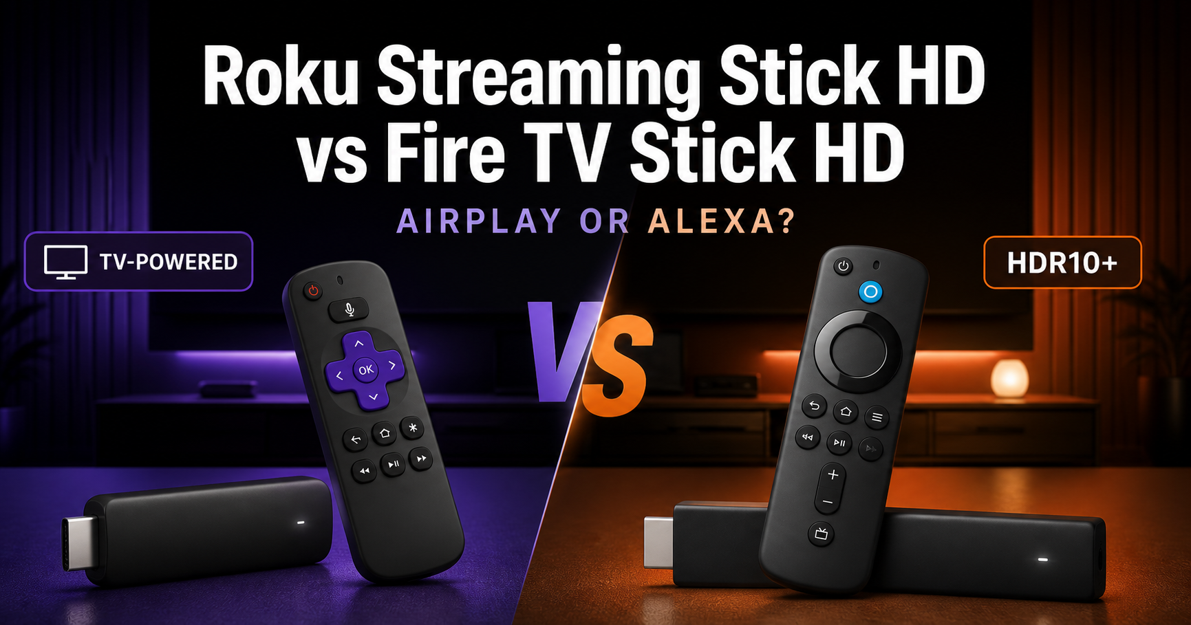 Roku Streaming Stick HD vs Fire TV Stick HD comparison: AirPlay versus Alexa